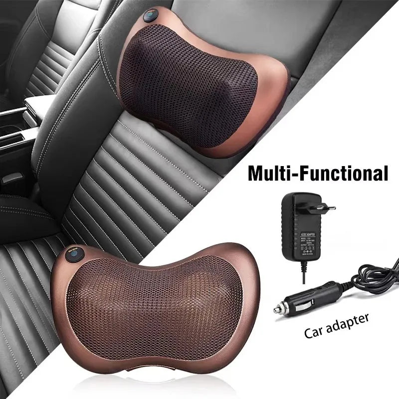 Electric Neck and Body Massage Pillow | Shiatsu Neck Back Massager Pillow with Heat Electric Kneading Massage Cushion for Car Home Cervical Waist Body Relaxation 12V
