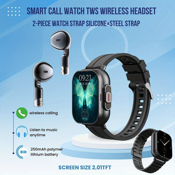 2-in-1 Smartwatch with Built-in Earbuds | Fitness, Music & Smart Tech